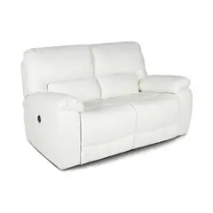 ROSEN - Sofá 2 Cuerpos Reclinable Poch Cuero Blanco