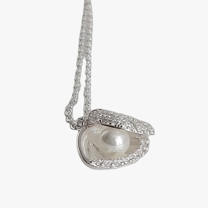 GENERICO - Collar Plata Ley 925 Almeja Circones Y Perla