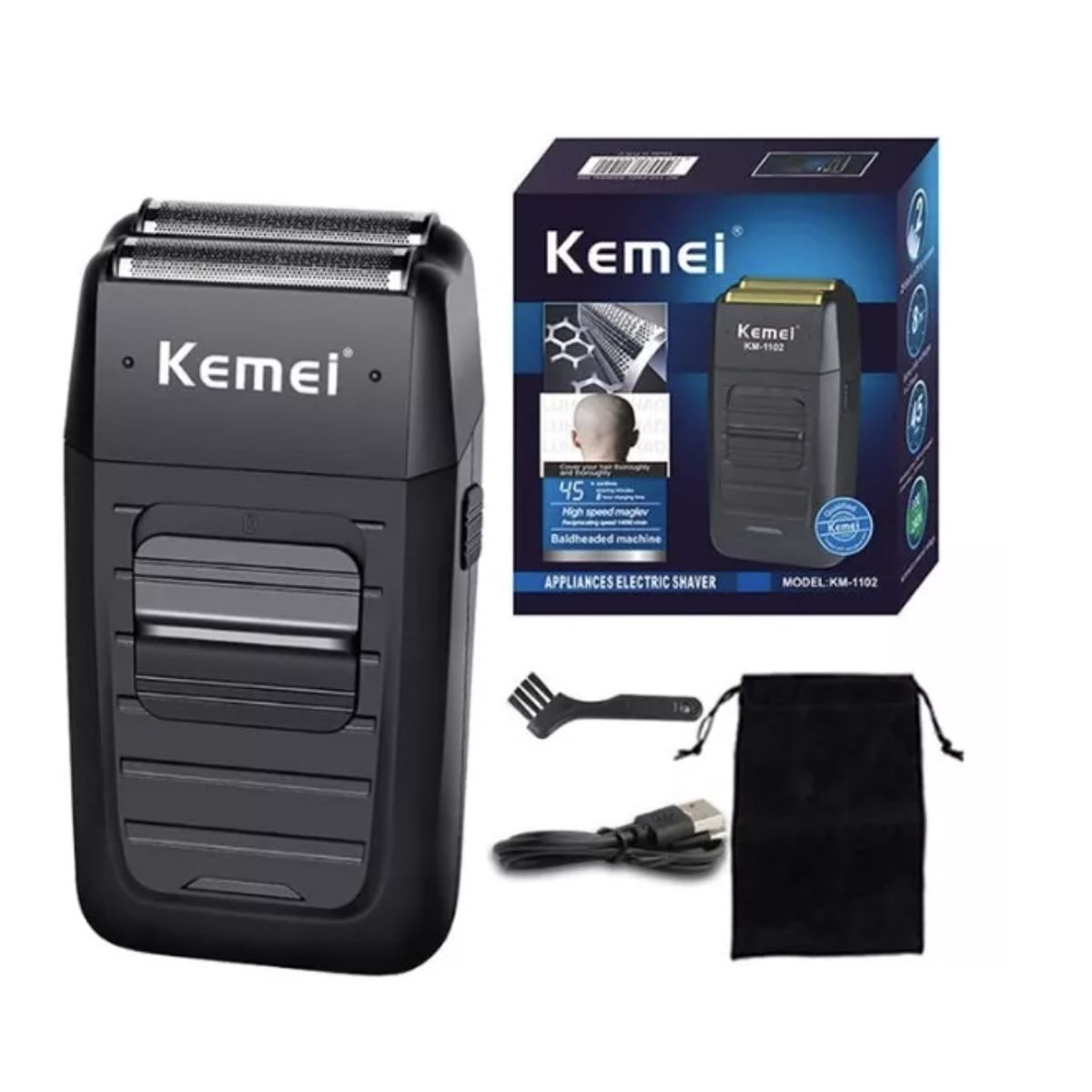 KEMEI - Maquina afeitadora Kemei KM-1102 negra 220V