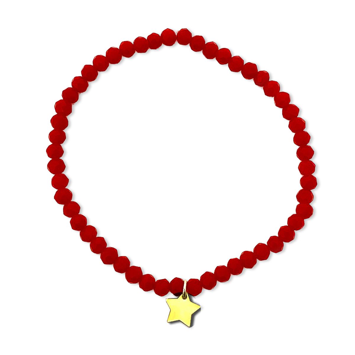 COGGIOLA - Pulsera Elásticada Cristales Rojo Estrella Enchapado Oro 18K