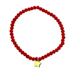 ANDREA COGGIOLA JOYAS - Pulsera Elásticada Cristales Rojo Estrella Enchapado Oro 18K