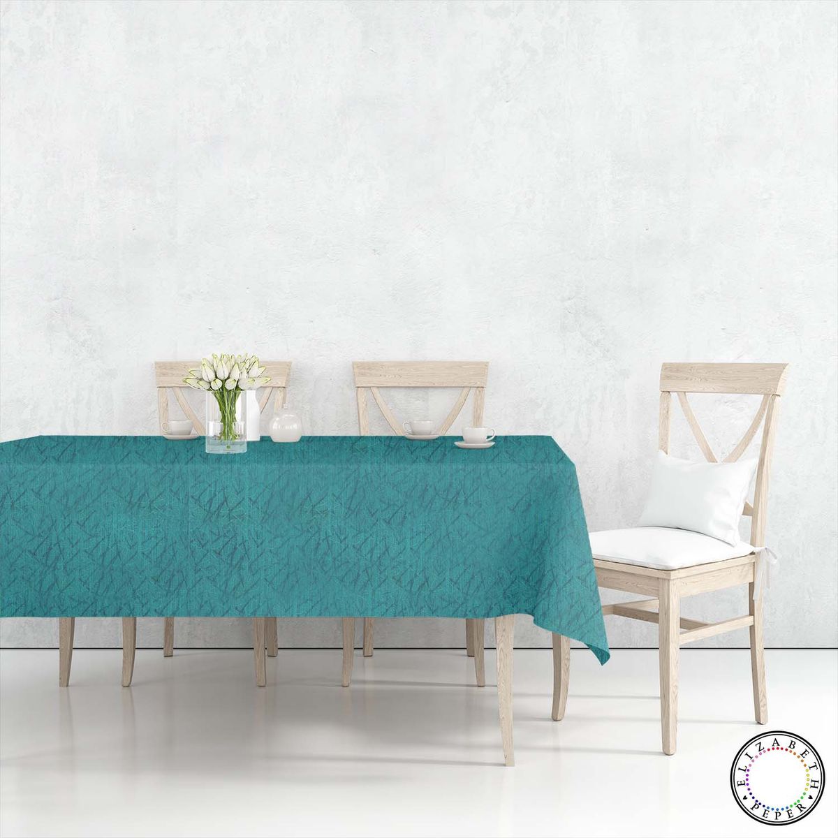 ELIZABETH PEPER - Mantel para Mesa de Tela 140x220 cm Turquesa