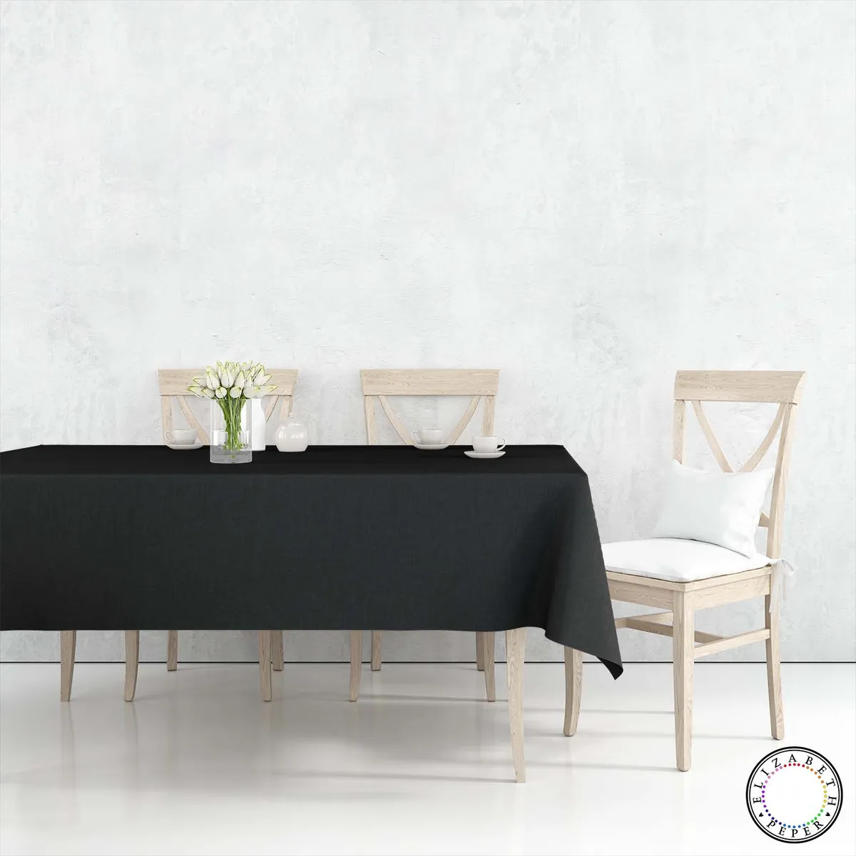 ELIZABETH PEPER - Mantel para Mesa de Tela 140x240 cm Negro