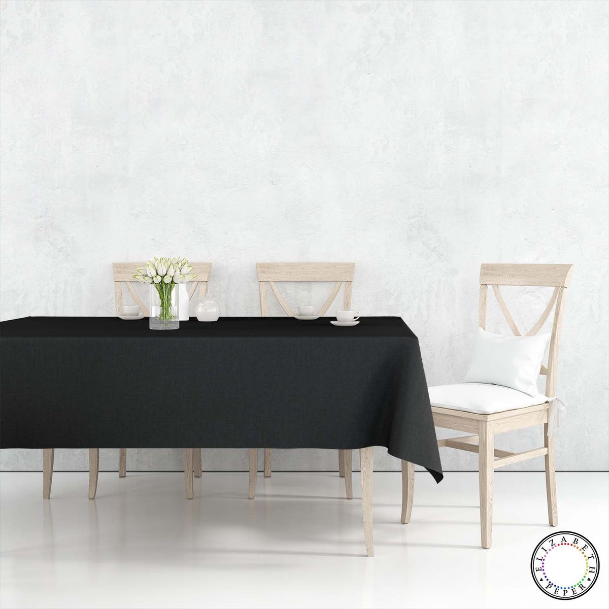 ELIZABETH PEPER - Mantel para Mesa de Tela 140x180 cm Negro