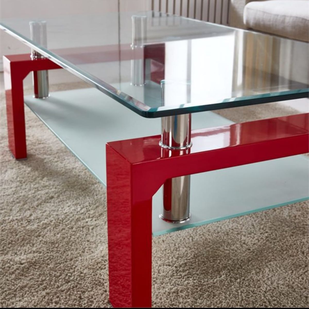 OEM - Mesa de centro vidrio templado 90* 50 /T-30 ROJA