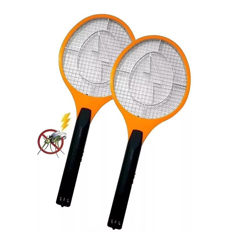 GENERICO - Raqueta Eléctrico Mata Moscas Y Mosquitos NARANJO