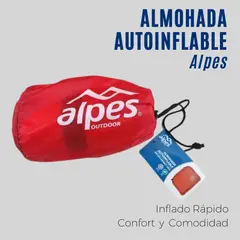 ALPES - Almohada Autoinflable AlpesFunda Camping Playa Outdoor Rojo