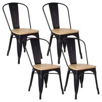 Pack 4 Sillas Tolix con Asiento de Madera