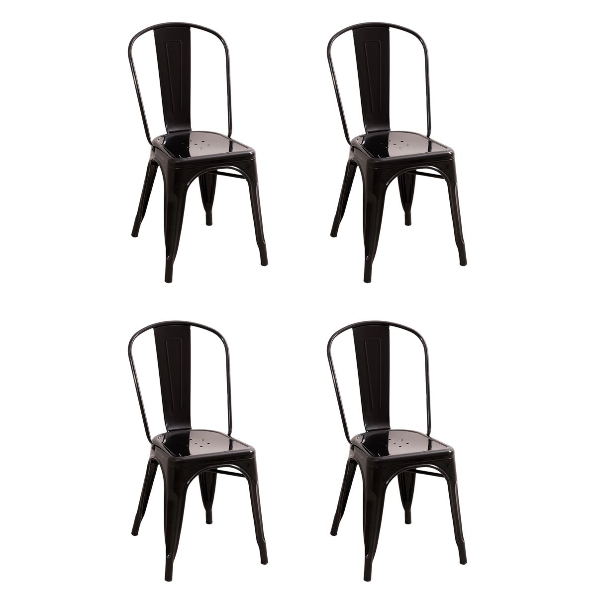 MOBOI - Pack 4 Sillas Tolix Color Negro