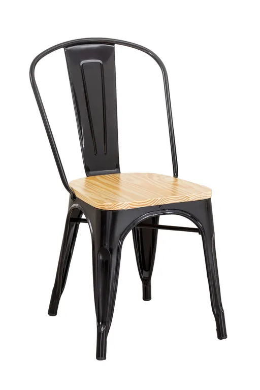 Silla Tolix con Asiento de Madera