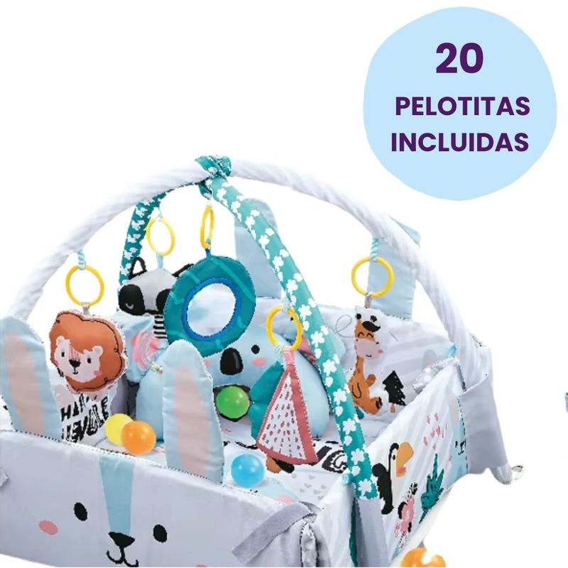LA PEQUETERIA - Gimnasio bebé 3 en 1 piscina de pelotitas