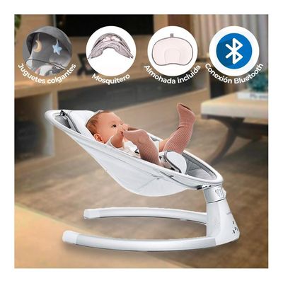 Imagen 2 del producto Silla Cuna Mecedora Automática Bebe Control Remoto - Gris