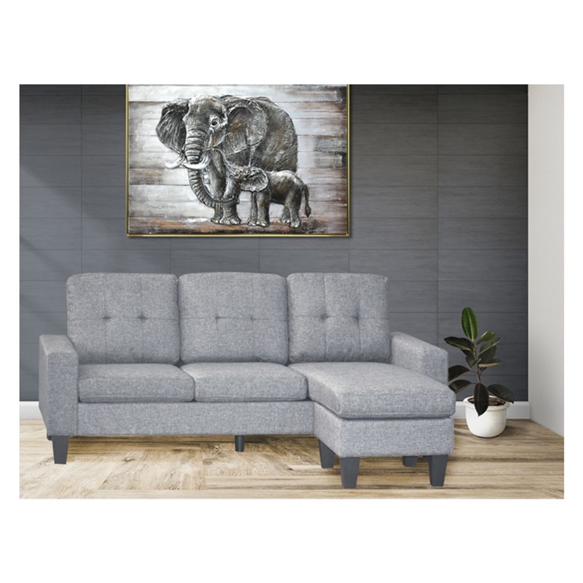 MSA MUEBLES SANTA ANA - SECCIONAL PALOMINO DARK GRAY (195 x 130 x 98 cm)