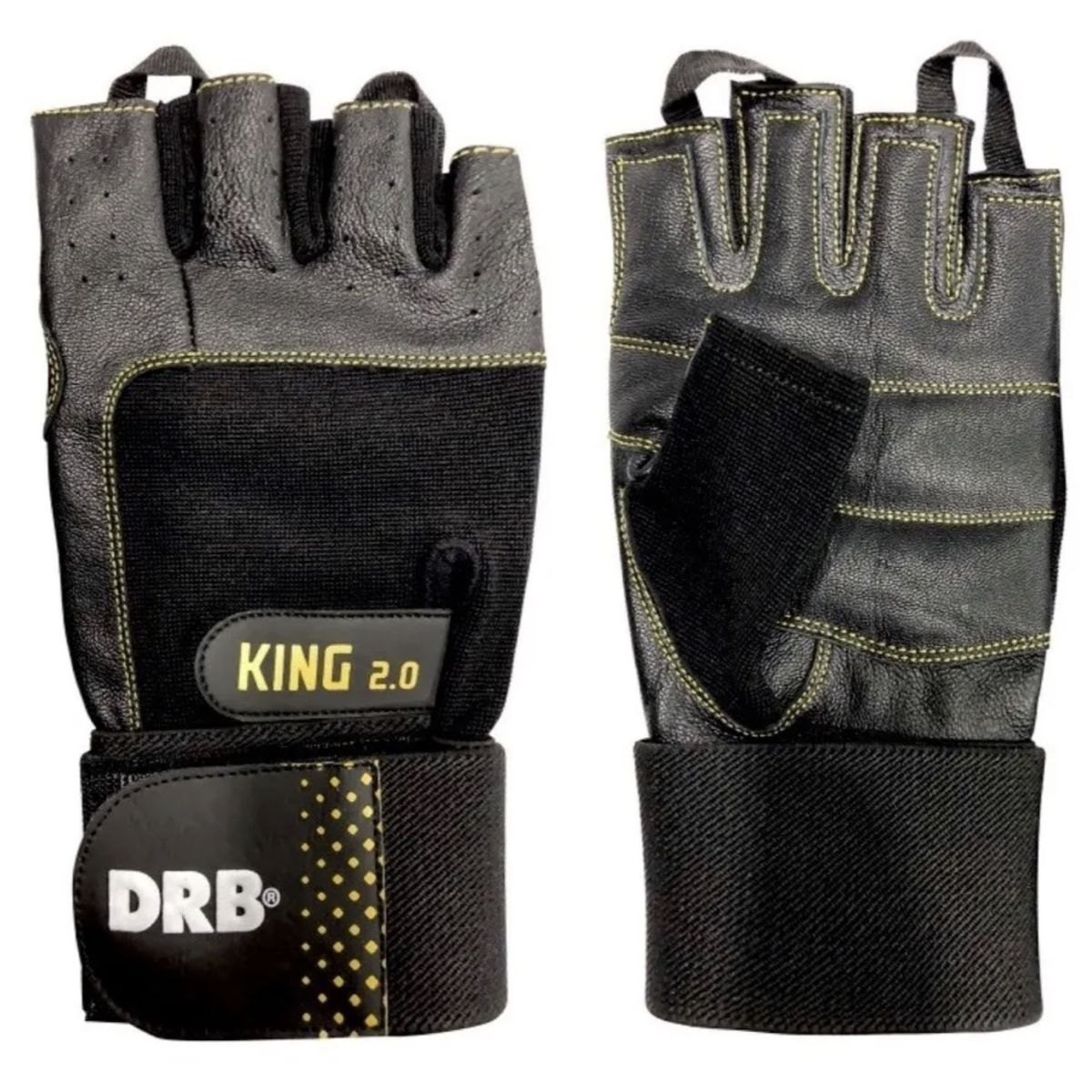 DRB - Guantes Gym Cuero Entrenamiento Pesas Fitness Drb King 2.0 Reforzada