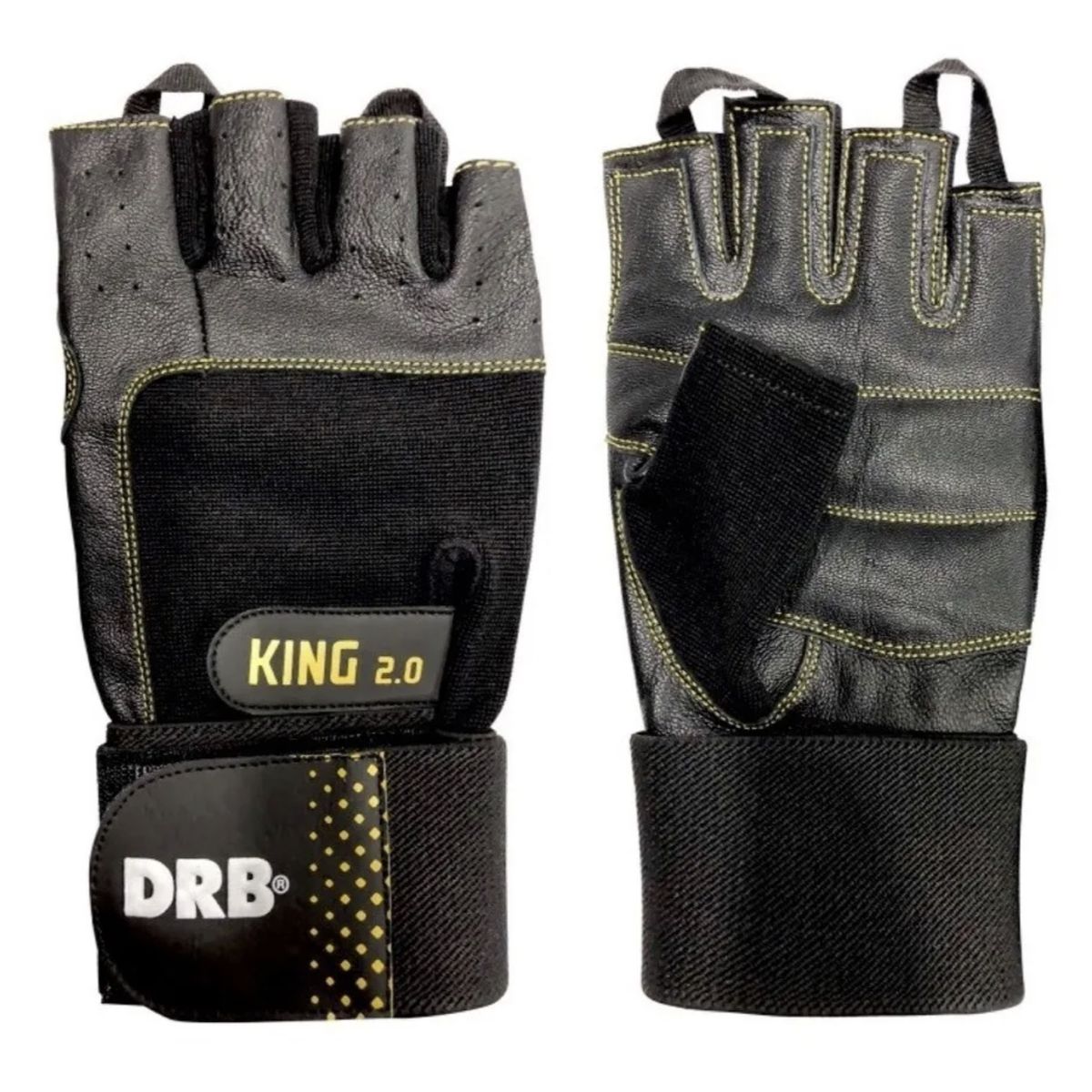 DRB - Guantes Gym Cuero Entrenamiento Pesas Fitness Drb King 2.0 Reforzada