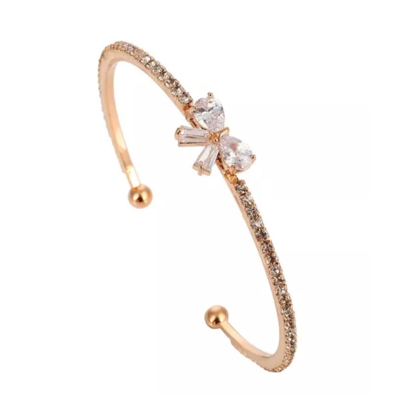 LUXURYJOYAS - Pulsera Brazalete Baño Oro 18k Y Cristales