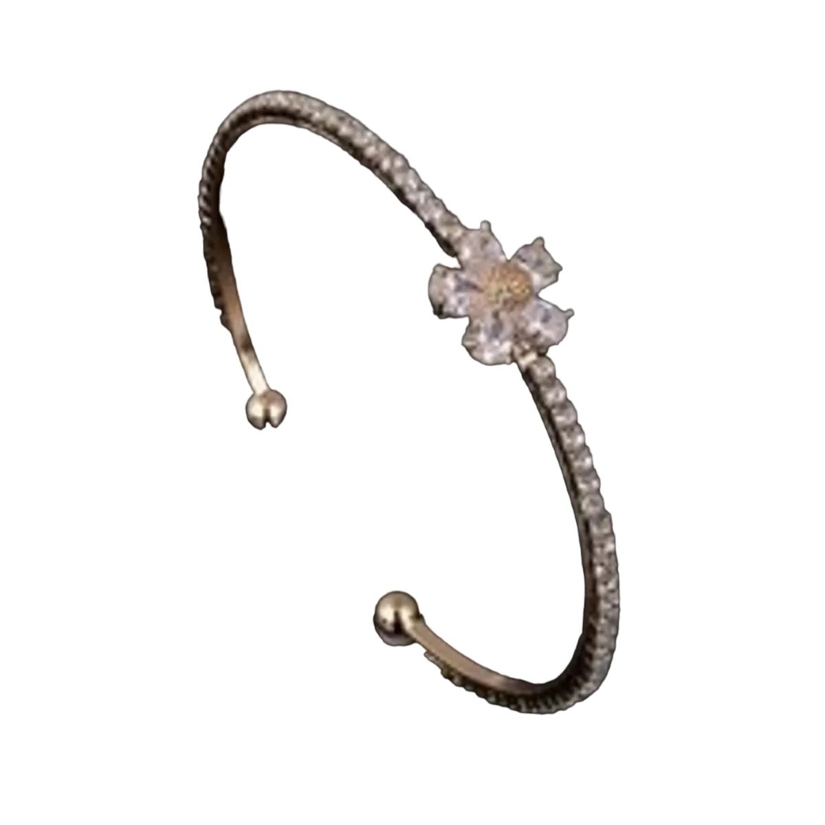 LUXURYJOYAS - Pulsera Brazalete flor Baño Oro 18k Y Cristales