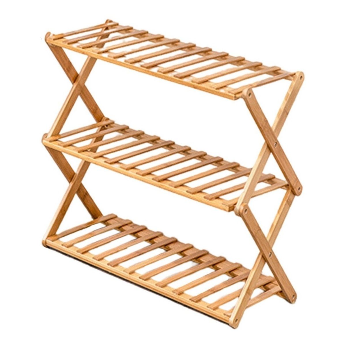 BJ HOGAR - Zapatera Estante Organizador De Zapatos Plegable 3 Niveles Bambú