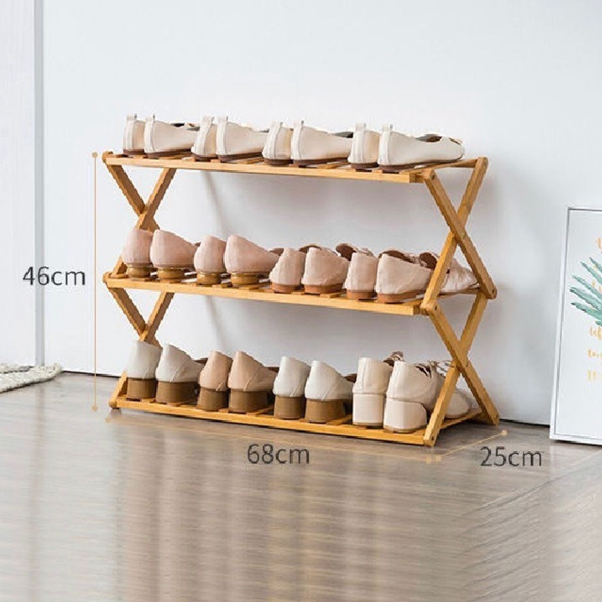 BJ HOGAR - Zapatera Estante Organizador De Zapatos Plegable 3 Niveles Bambú