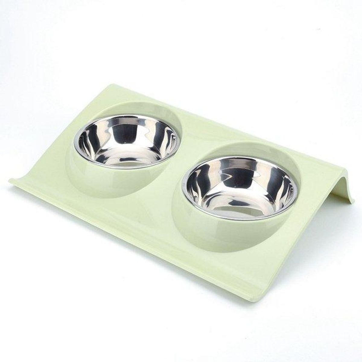 GENERICO - Comedero Plato Doble Acero Inoxidable Perro Gato 14cm
