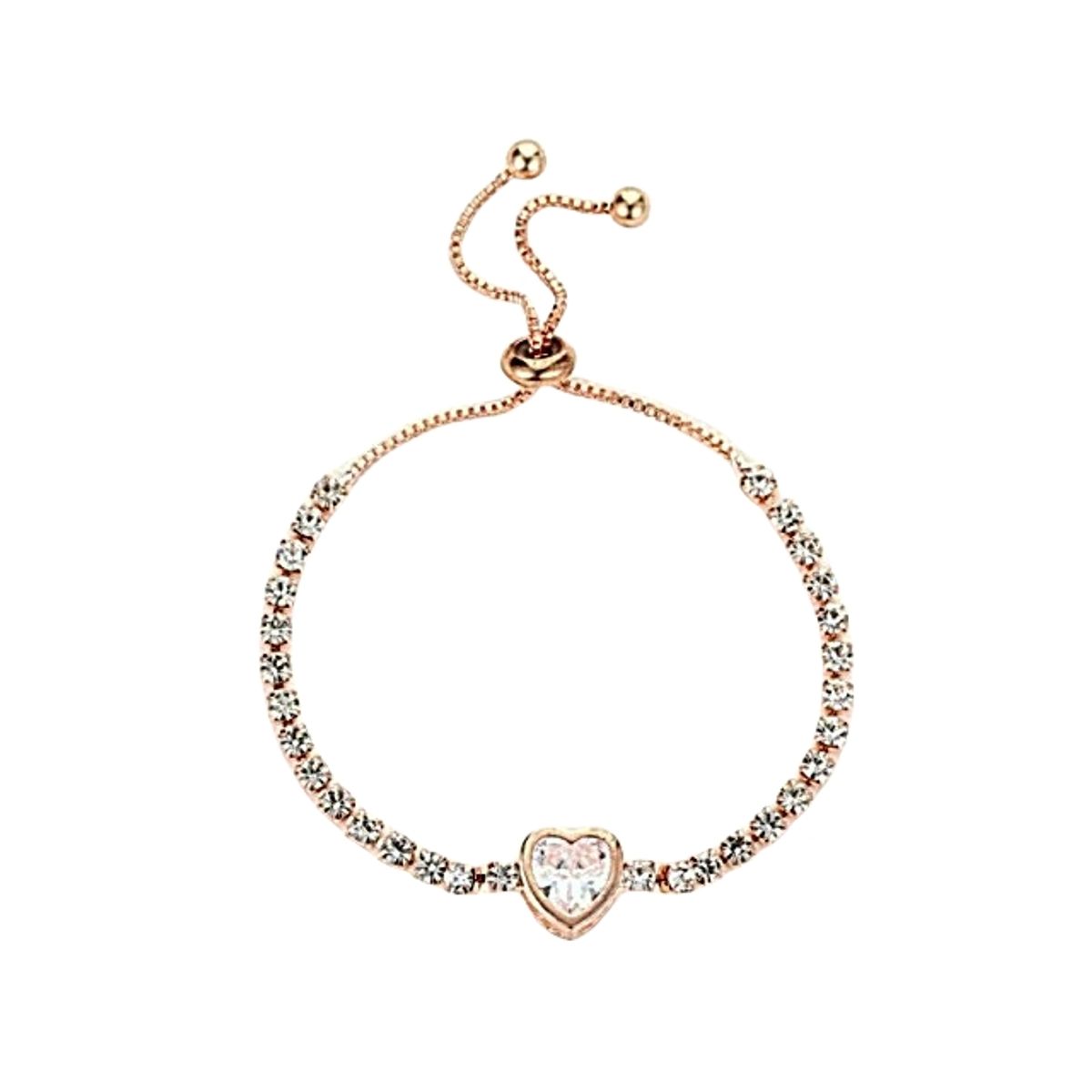 LUXURYJOYAS - Pulsera Corazón Hechas Con Cristales Oro bañado Ajustable