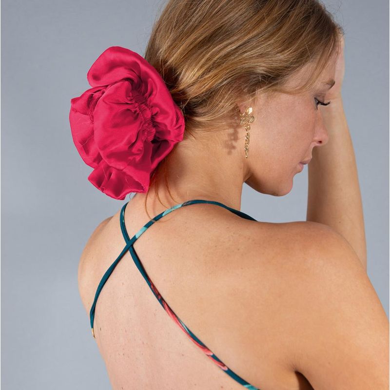 MARIA PASKARO - Scrunchie Collet Camelia L Rojo Carmesi Seda Maria Paskaro - Rojo