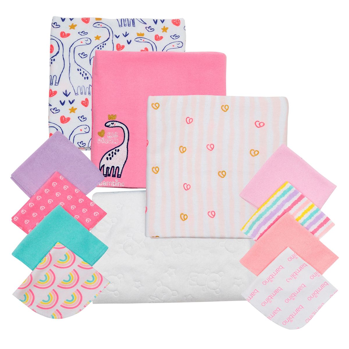 BAMBINO - Set 12 Piezas Baby Gift Bambino Creations Dinosaurio Fucsia