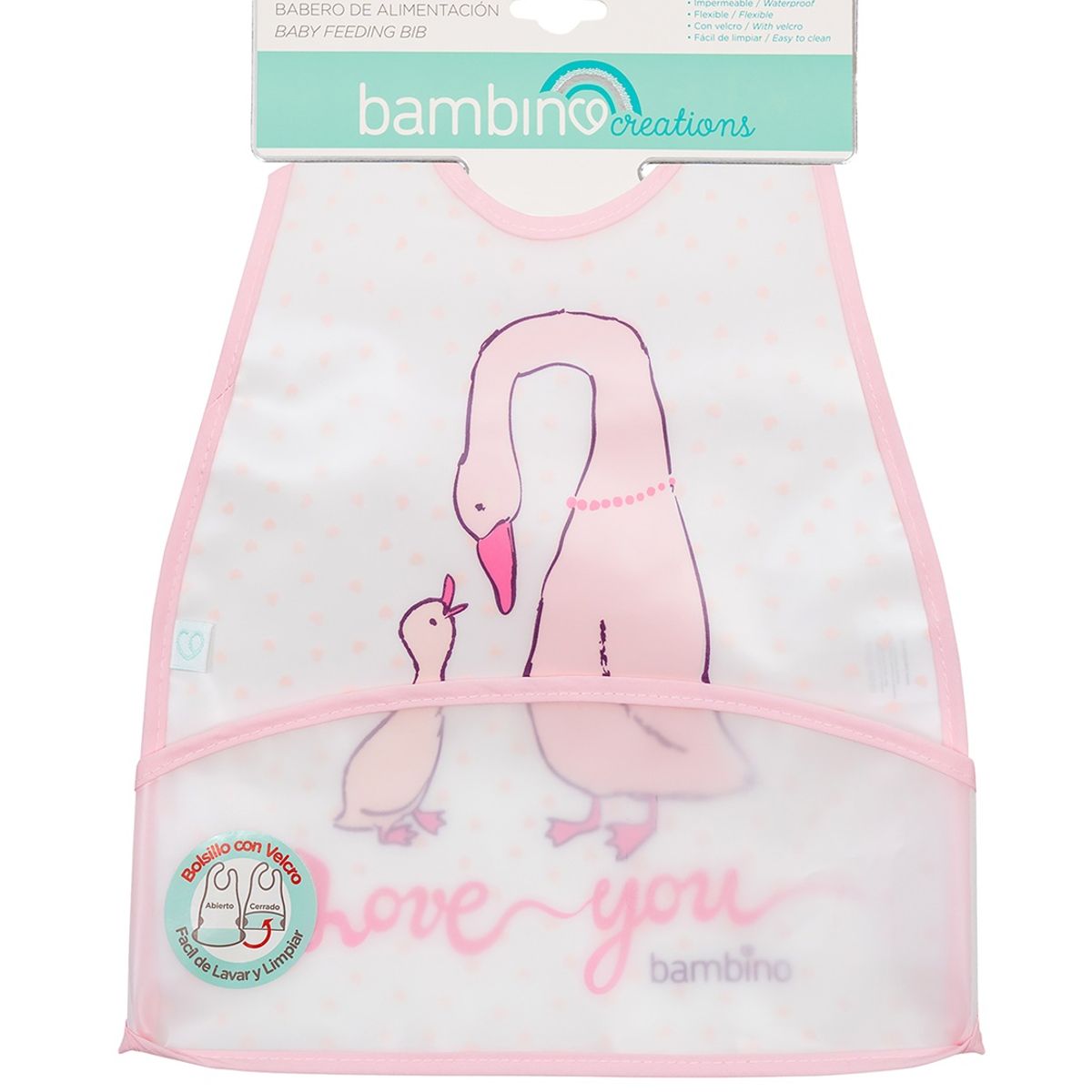 BAMBINO - Babero De Alimentacion Bambino  Patos Blanco