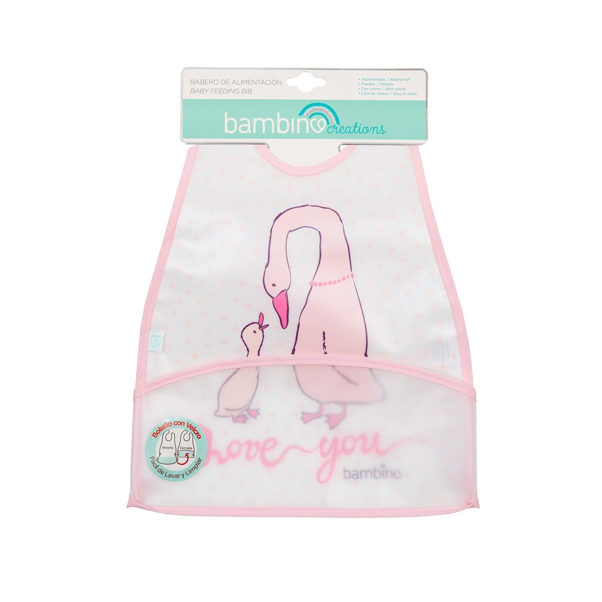 BAMBINO - Babero De Alimentacion Bambino  Patos Blanco