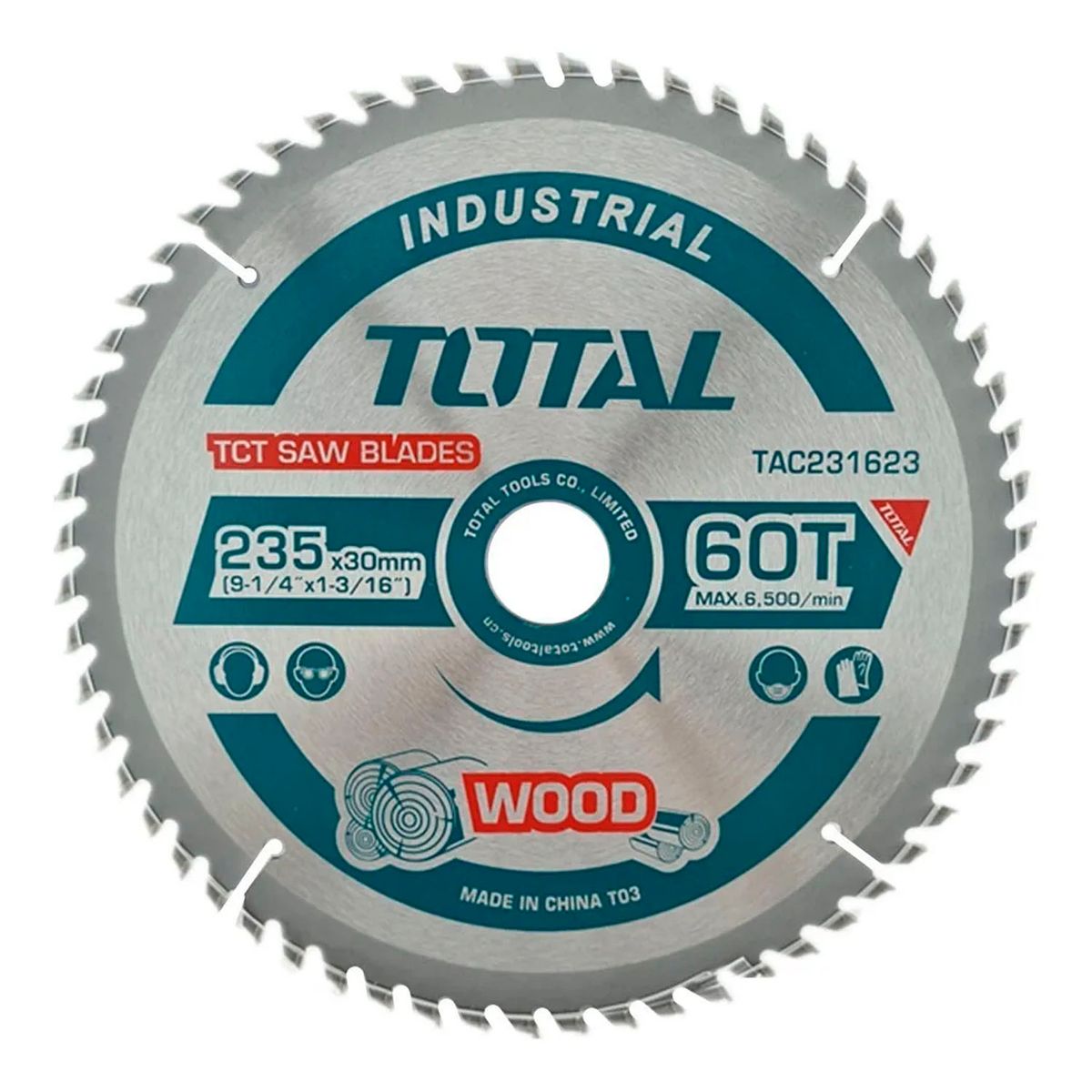 TOTAL TOOLS - Disco De Corte Sierra 9 1/4 235mm 60 Dientes Total Tac231623