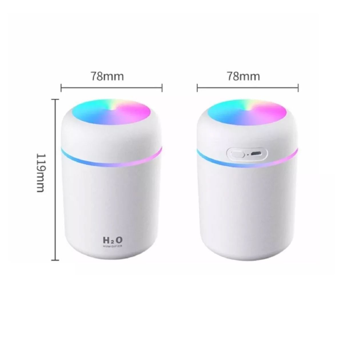 GENERICO - Humificador Difusor De Aire Luz Led Rgb Usb Blanco