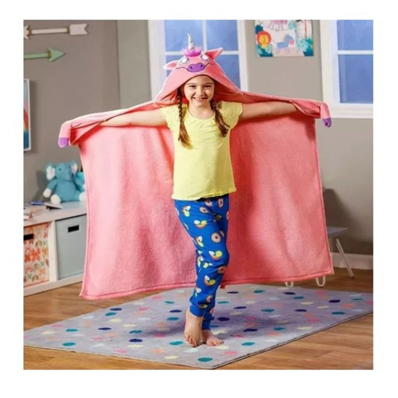 GENERICO - Frazada Con Luces Led Manta Capucha Poncho De Polar Niños Unicornio