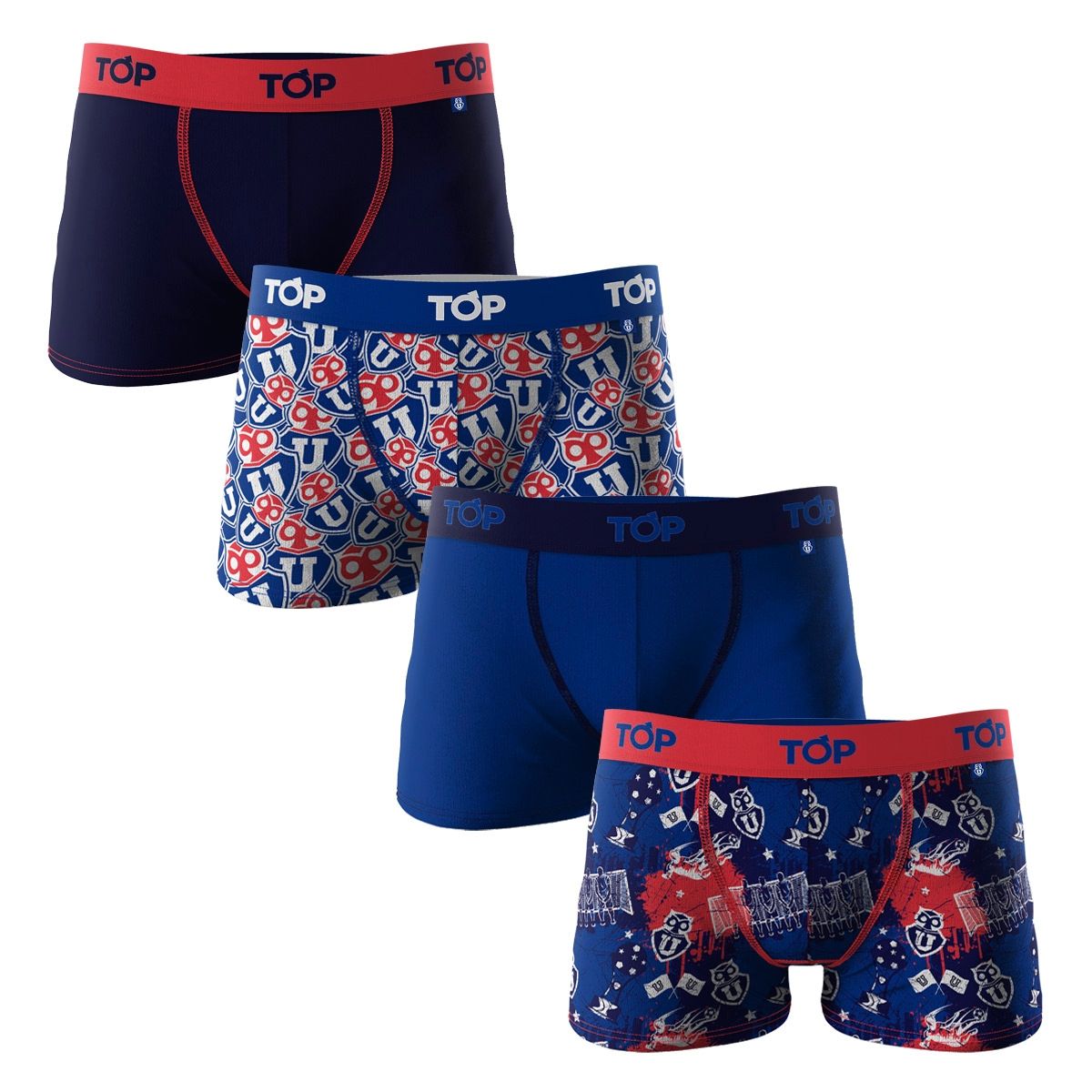 TOP - Boxer Niño Algodón Universidad de Chile Pack 4 C1 Top.