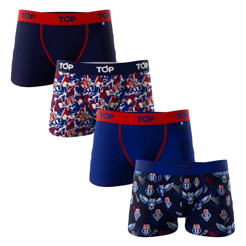 TOP - Boxer Niño Algodón Universidad de Chile Pack 4 C2 Top.