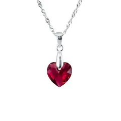 JOYAS MONTERO - Collar Amor Plata Italiana 925 Cristal Genuino Scarlet