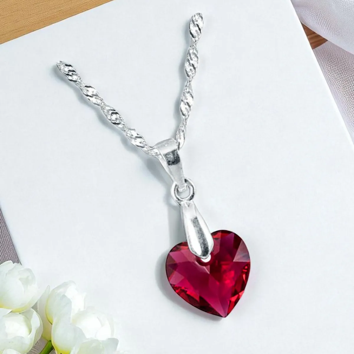 JOYAS MONTERO - Collar Amor Plata 925 creado con cristales de Swarovski® Scarlet