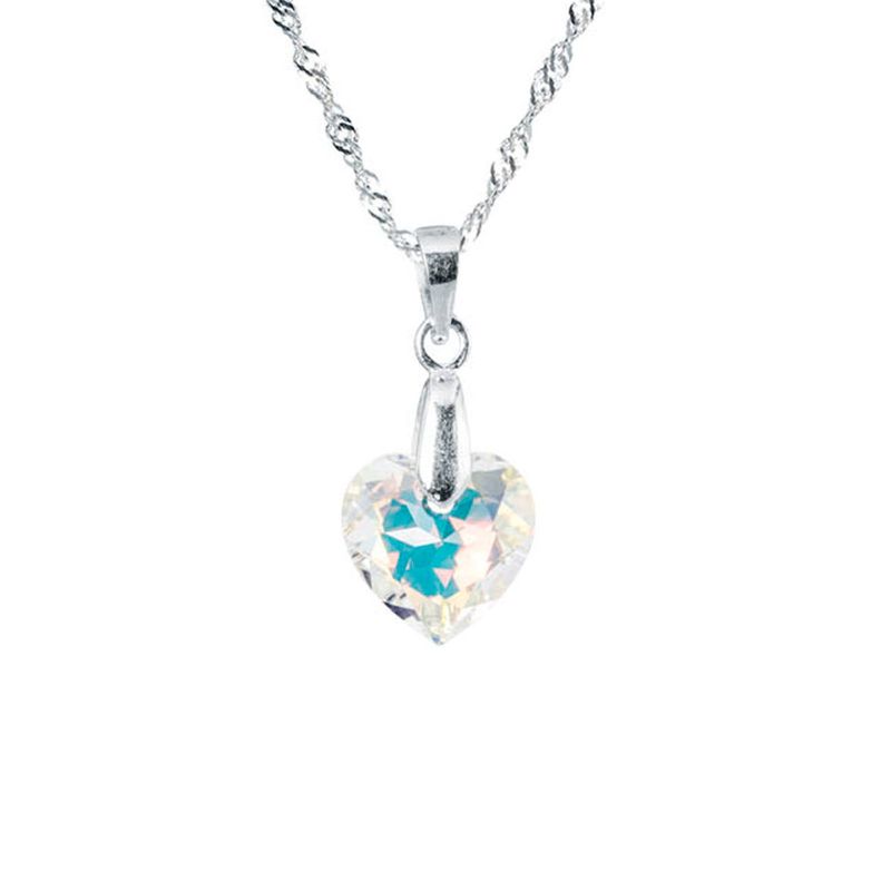 JOYAS MONTERO - Collar Amor Plata Italiana 925 y Cristal Genuino Aurora Boreal