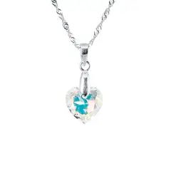 JOYAS MONTERO - Collar Amor Plata Italiana 925 y Cristal Genuino Aurora Boreal