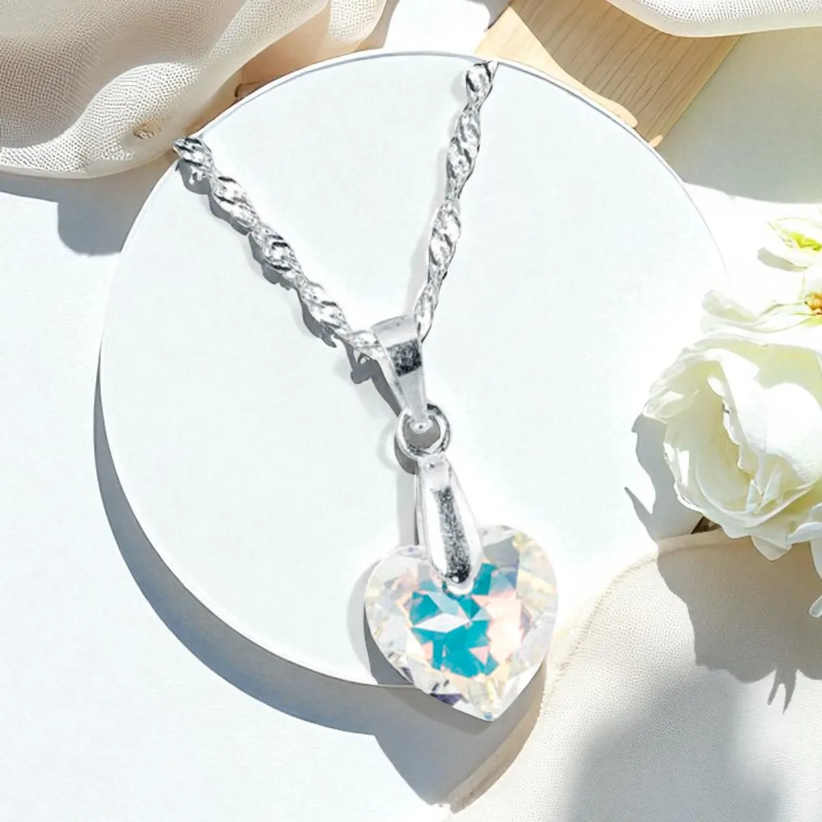 JOYAS MONTERO - Collar Amor Plata 925 creado con cristales de Swarovski® Aurora Boreal