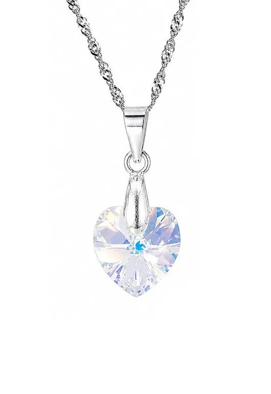 Collar Romance Plata 925 creado con cristales de Swarovski Aurora Boreal Blanco TALLA UNICA