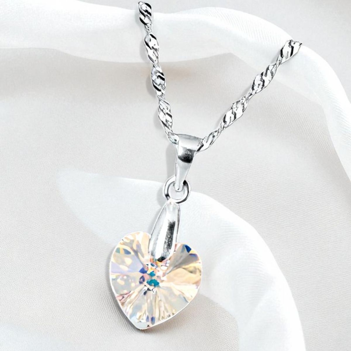 JOYAS MONTERO - Collar Romance Plata 925  creado con cristales de Swarovski® Aurora Boreal