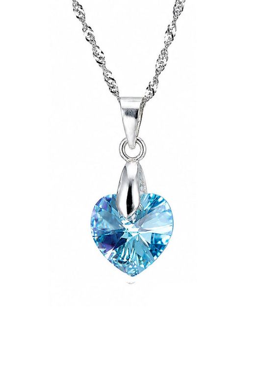 Collar Romance Plata 925 creado con cristales de Swarovski Aquamarine Celeste TALLA UNICA