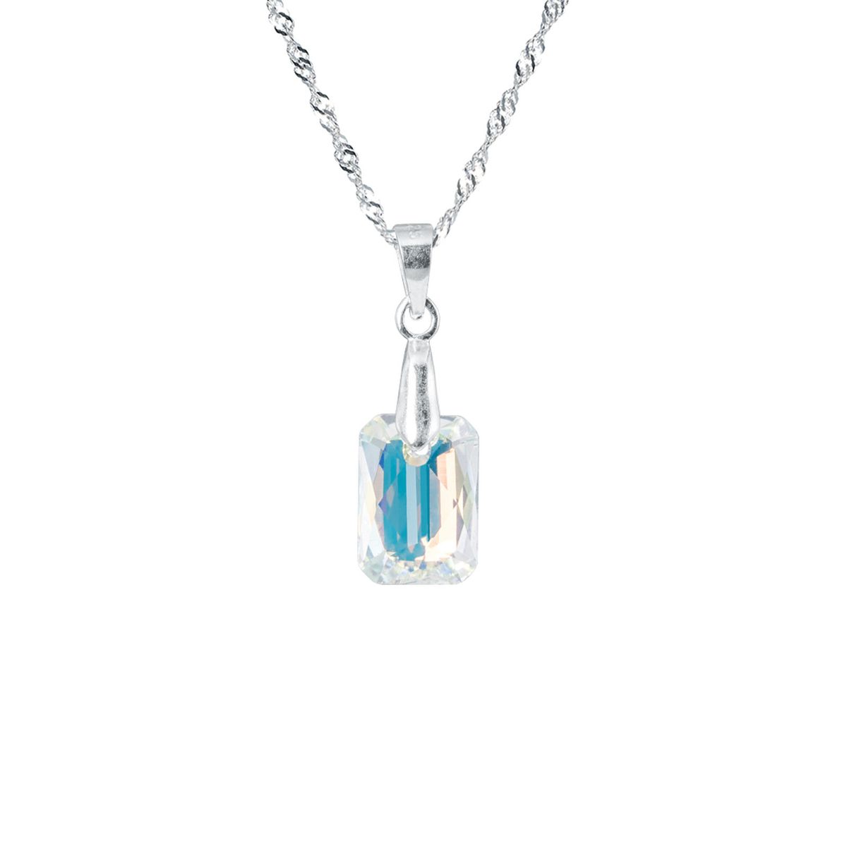 JOYAS MONTERO - Collar Estefania Plata 925 Cristal Genuino Aurora Boreal