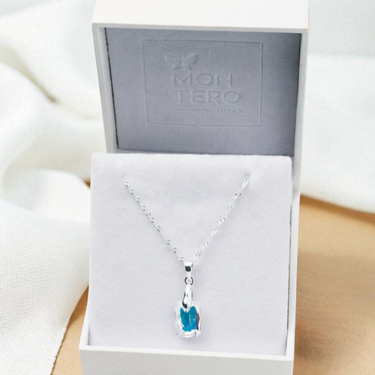 JOYAS MONTERO - Collar Estefania Plata 925 Cristal Genuino Aurora Boreal