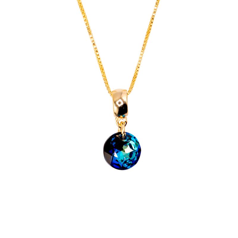 JOYAS MONTERO - Collar Bali Gold Cristal Genuino Bermuda Blue
