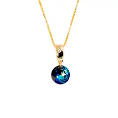 JOYAS MONTERO - Collar Bali Gold Cristal Genuino Bermuda Blue