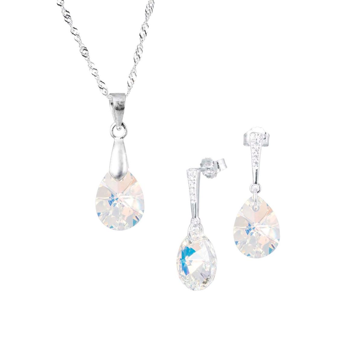 JOYAS MONTERO - Conjunto Encanto Plata 925 creado con cristales de Swarovski® Aurora Boreal