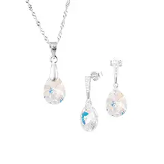 JOYAS MONTERO - Conjunto Encanto Plata 925 creado con cristales de Swarovski® Aurora Boreal