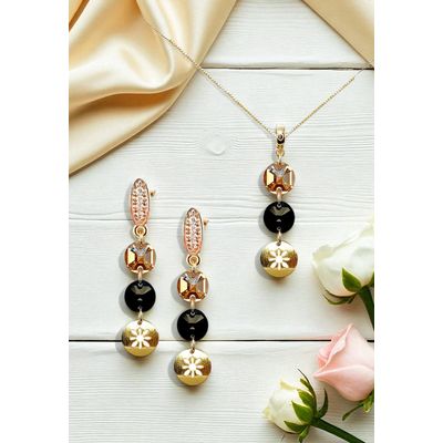 Imagen 2 del producto Conjunto Amparo Gold 24k creado con cristales de Swarovski® Jet & Golden