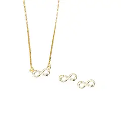 JOYAS MONTERO - Collar + Aros Conjunto Infinita Gold Con Micro Circones